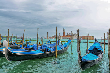 Naklejka premium Moored gondolas