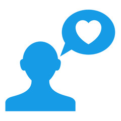 Icono usuario con comentario corazon azul