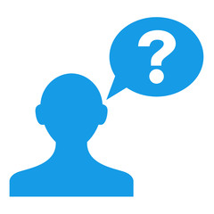 Icono usuario con comentario interrogacion azul