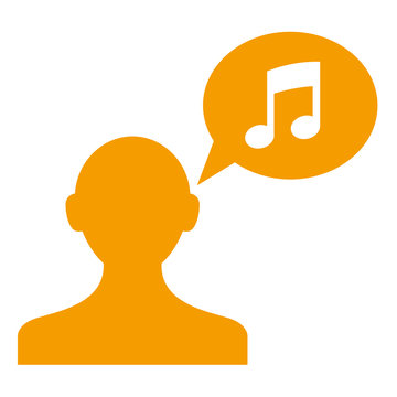 Icono usuario con comentario musica naranja