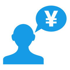 Icono usuario con comentario yen azul