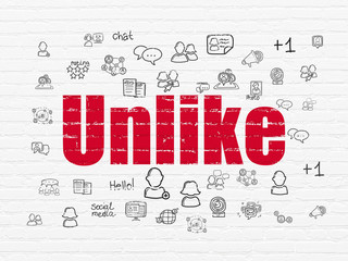 Social media concept: Unlike on wall background