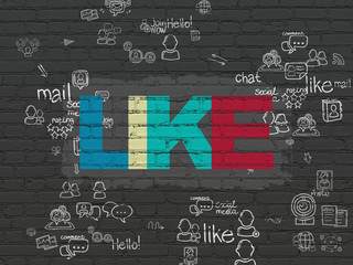 Social network concept: Like on wall background