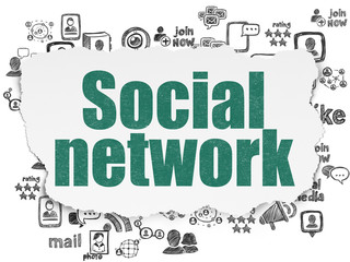 Social media concept: Social Network on Torn Paper background