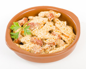 Chicken & Chorizo - Chicken and chorizo cooked in a paprika cream sauce.
