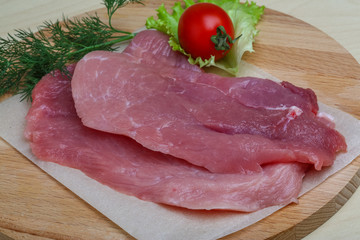 Raw pork schnitzel