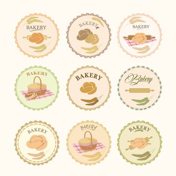 Collections of bakery design elements. Set of bakery icons, logos, labels, badges.