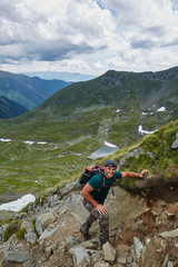 Fototapeta na wymiar Caucasian male hiker