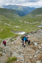 Group of hikers on a mountain trail
