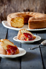 Vanilla Cake With Fresh Strawberry Jam