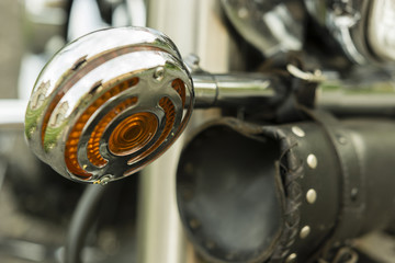 front turn signal on a motorcycle and leather case