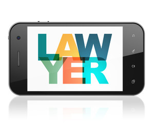 Law concept: Smartphone with Lawyer on  display