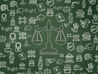 Law concept: Scales on School Board background