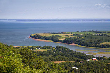 Fototapeta na wymiar Nova Scotia view of Annapolis Valley and the Bay of Fundy.
