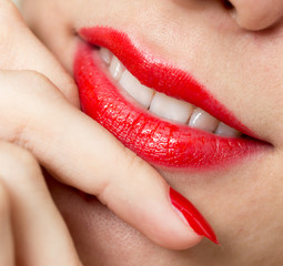 Naklejka premium red manicure and red lips