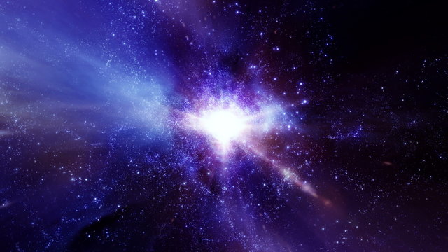 Space 2077: Flying through star fields in space (Loop).