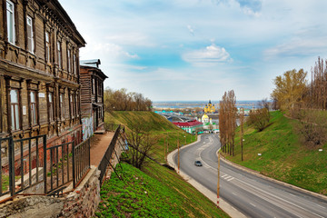 Fototapeta na wymiar View of road in Nizhny Novgorod