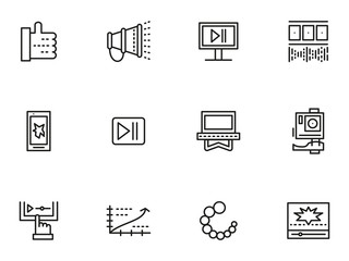 Simple line vector icons set for v-blog