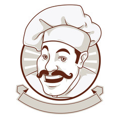 The Chef. Mustachioed chef smiling face. #2