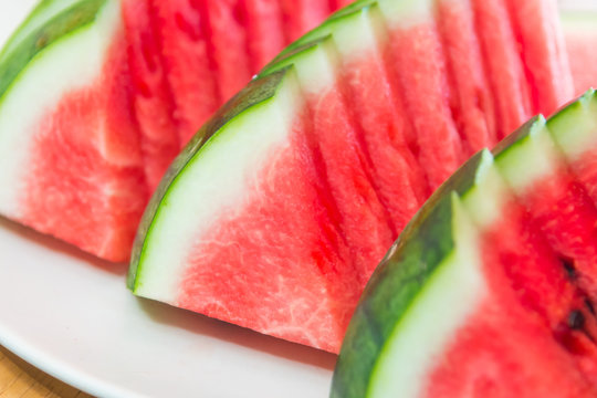 Selective focus watermelon slice