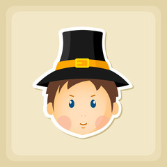 American Pilgrim children icon, Thanksgiving day