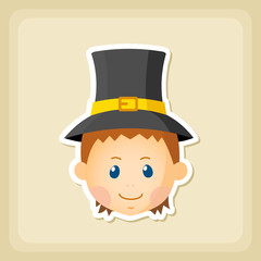 American Pilgrim children icon, Thanksgiving day