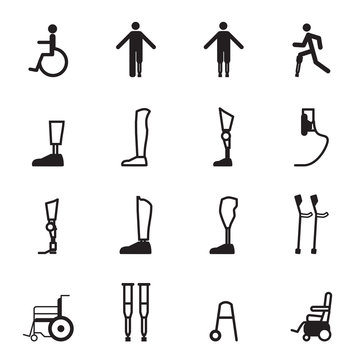 disabled prosthesis icon set