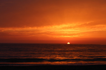 Warm sunset over the ocean. Agadir, Morocco.
