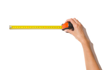 Roll Measuring Tape In Woman's Hand