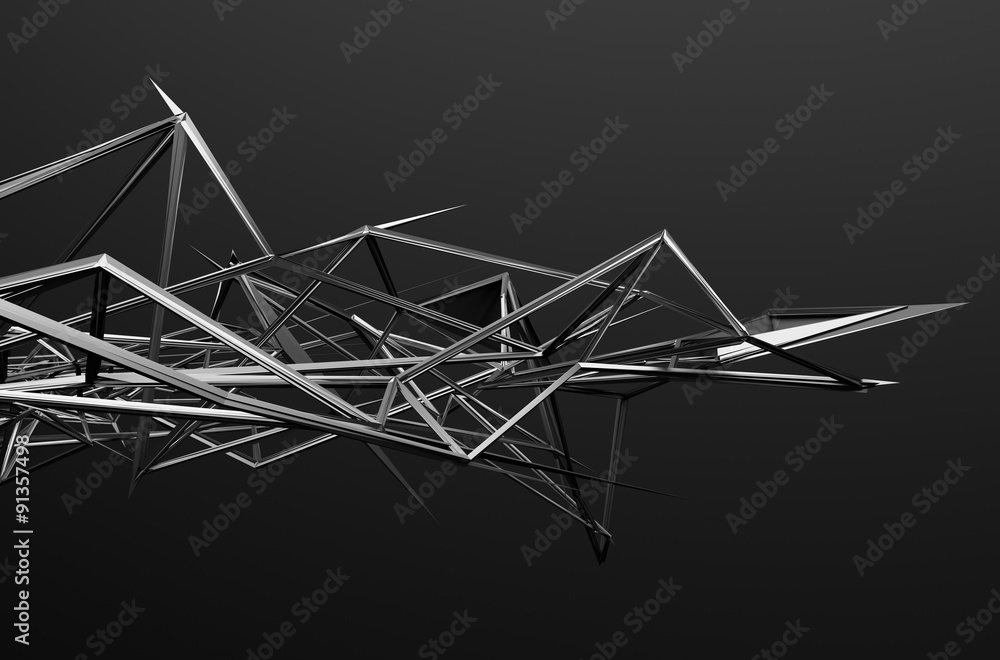 Poster abstract 3d rendering of chaotic structure.