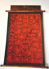 Embroidered Bolivian carpet on the wall in Sucre