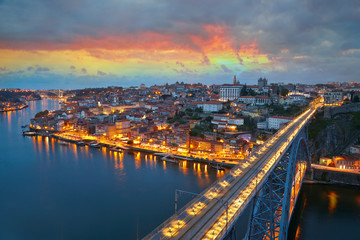 Obraz premium Citylights of Porto, Portugal