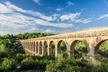 Obraz premium Roman Aqueduct Pont del Diable in Tarragona