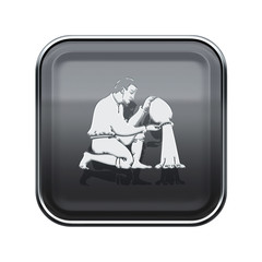 Aquarius zodiac icon grey, isolated on white background