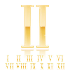 Roman numerals set. Golden numerals. Gold glossy Two 2 .