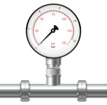 Manometer and Chrome pipes with flange.