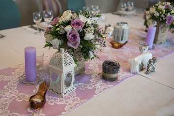 Table set for an event party or wedding reception