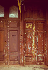 The old vintage wooden doors
