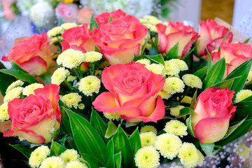 Bouquet of roses sold in the market