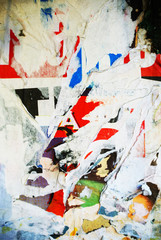 Fototapeta premium Random background collage paper texture on eroded wall