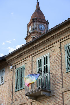 Bra (Cuneo): old palace facade. Color image