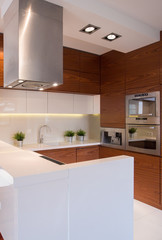 White and brown kitchen