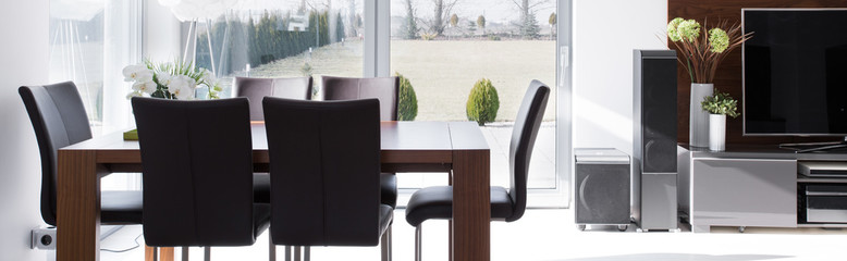 Modern wooden table and chairs