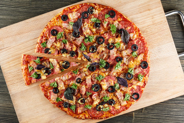 Pizza on a cutting board