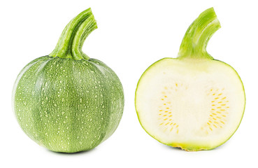 Courgettes cut in half isolated