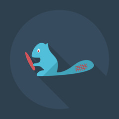 Flat modern design with shadow icons beaver