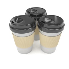Three paper coffee cups