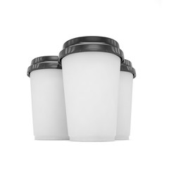 Three paper coffee cups