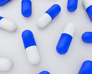 3D illustration of medicine pills (capsules)