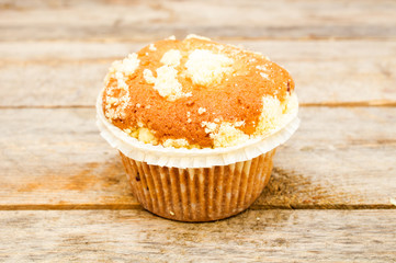 muffin on a wooden table
